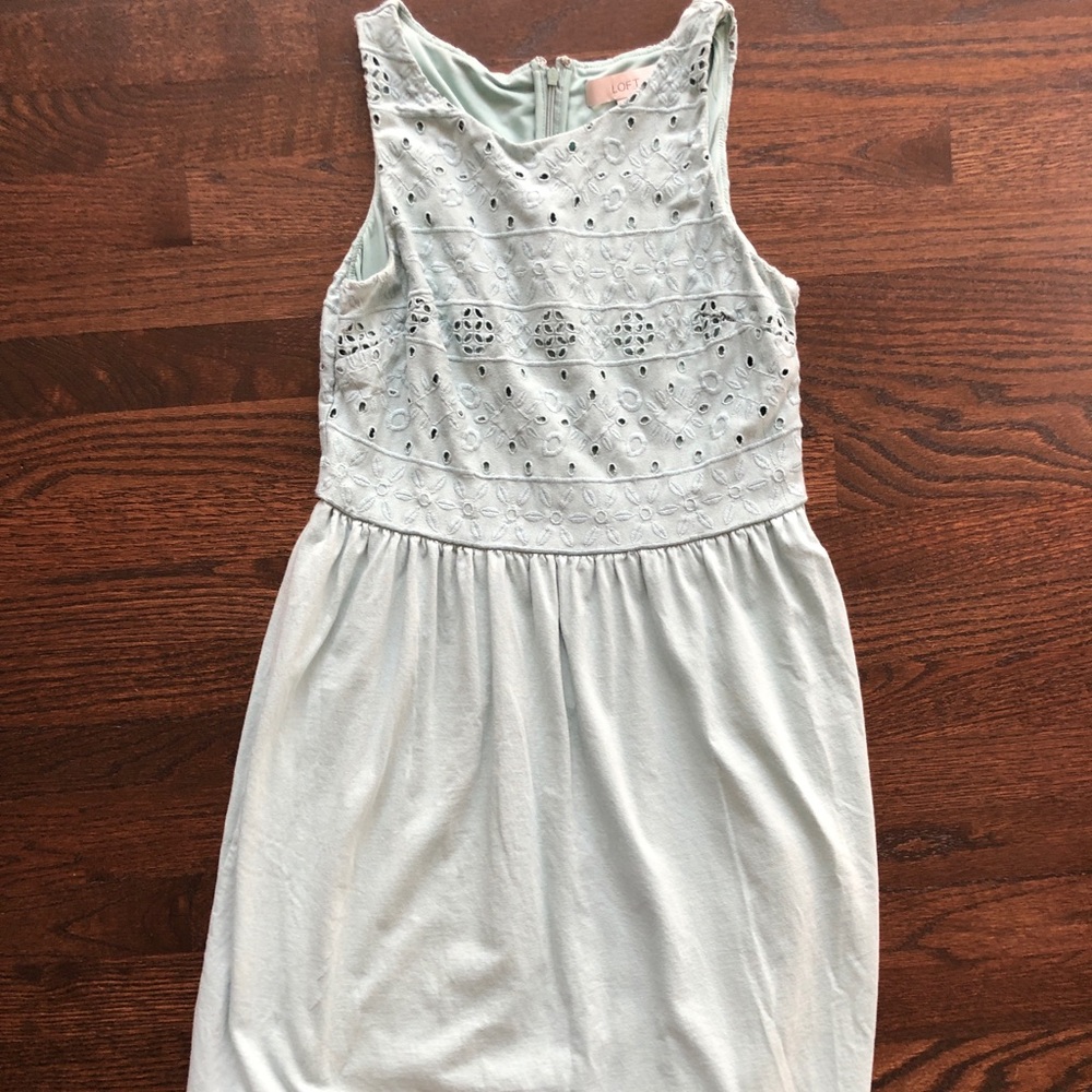 Loft light teal blue summer dress.
